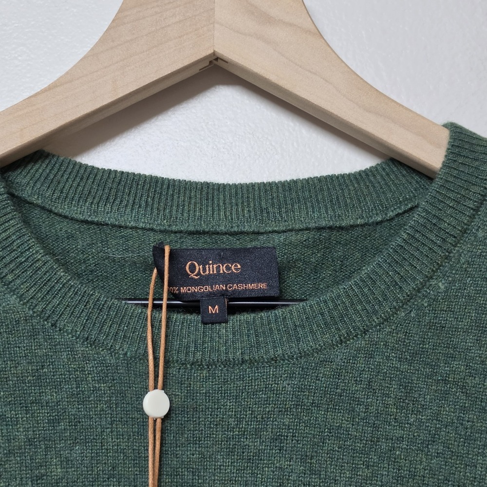Quince Womens Mongolian Cashmere Crewneck Sweater Forest Floor Green Sz M NWT - Picture 2 of 8